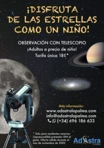 Cartel promocional de la campaña de observación astronómica para residentes canarios