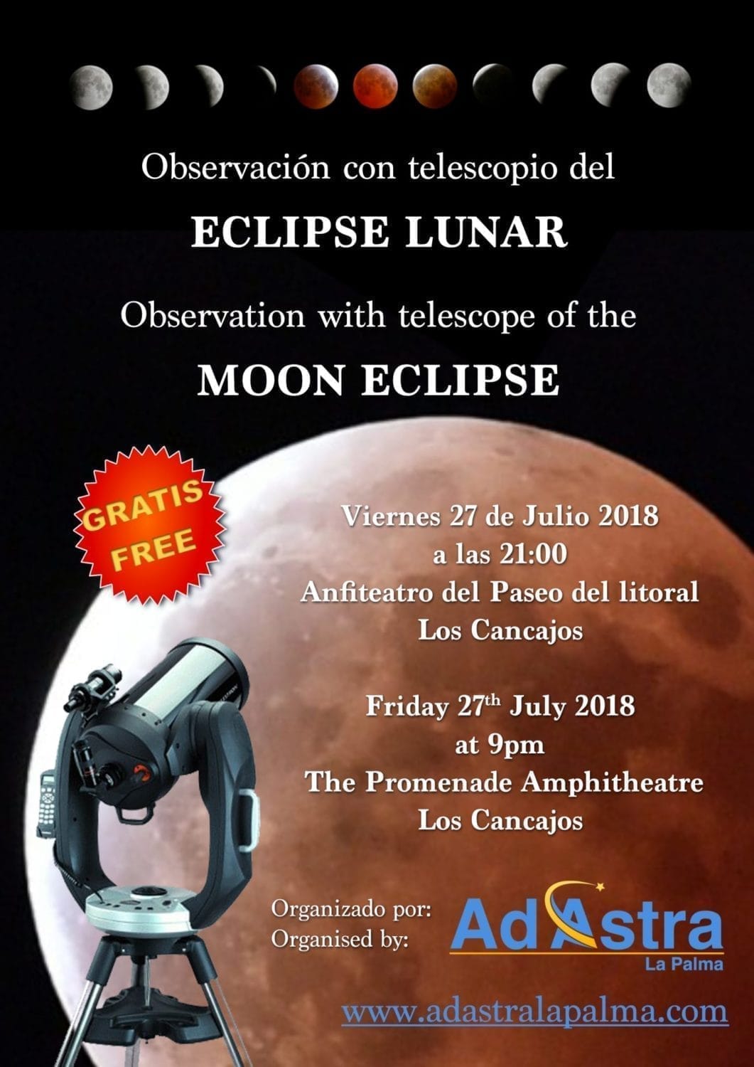 Cartel del eclipse total de Luna del 27 de julio de 2018